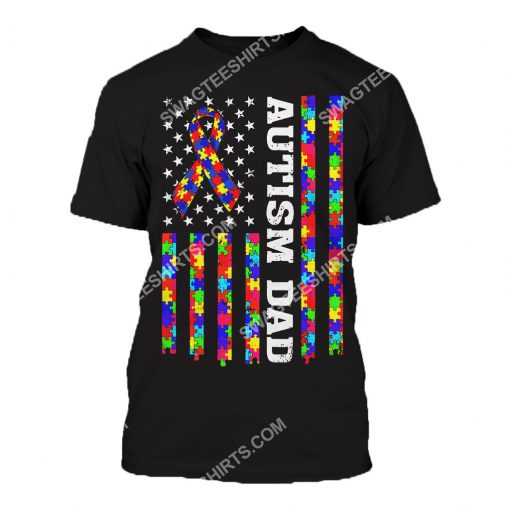 american flag autism awareness autism dad all over printed tshirt 1