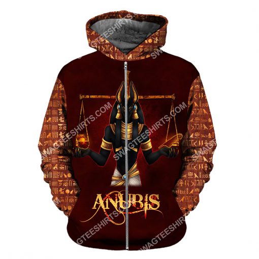 anubis the god of the egyptians all over printed zip hoodie 1