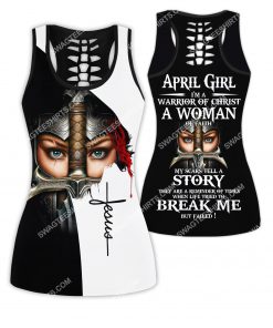 april girl i'm a warrior of Christ a woman of faith all over printed hollow tank top 1