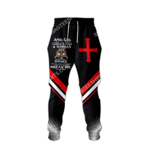 april girl i'm a warrior of Christ a woman of faith all over printed long-pants 1