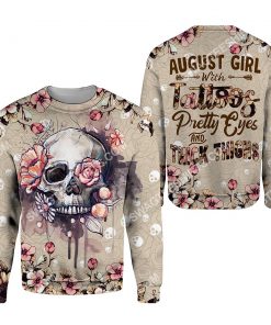 august girl with tattoos pretty eyes and thick thighs floral all over printed sweatshirt 1