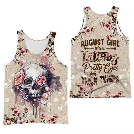 august girl with tattoos pretty eyes and thick thighs floral all over printed tank top 1