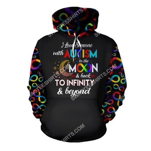 autism awareness i love someone with autism to the moon and back all over printed hoodie 1