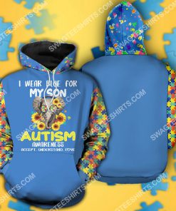autism awareness i wear blue for my son autism all over printed hoodie 1 - Copy