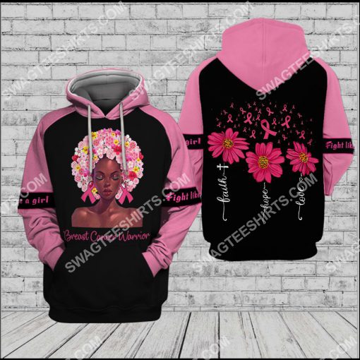black girl faith hope love breast cancer warrior all over printed hoodie 1