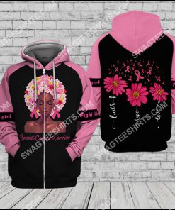black girl faith hope love breast cancer warrior all over printed zip hoodie 2