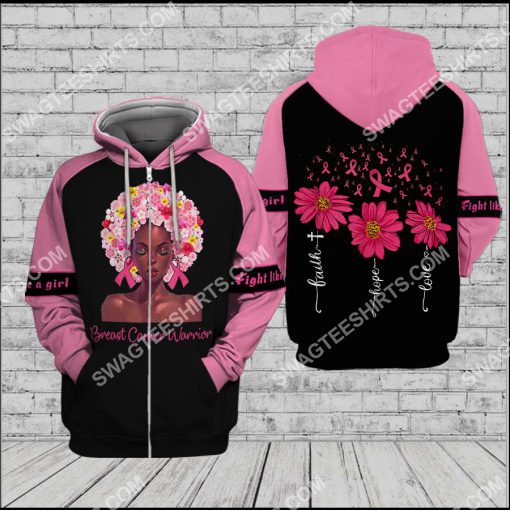 black girl faith hope love breast cancer warrior all over printed zip hoodie 2 - Copy