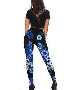 blue roses with skull all over printed legging 1(1)