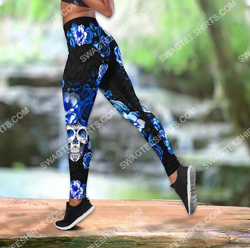 blue roses with skull all over printed legging 2(1)