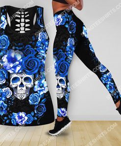 blue roses with skull all over printed tank top and legging 2(1)