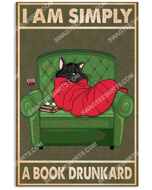 cat i am simply a book drunkard vintage poster 1(1)