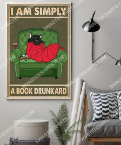 cat i am simply a book drunkard vintage poster 2(1)