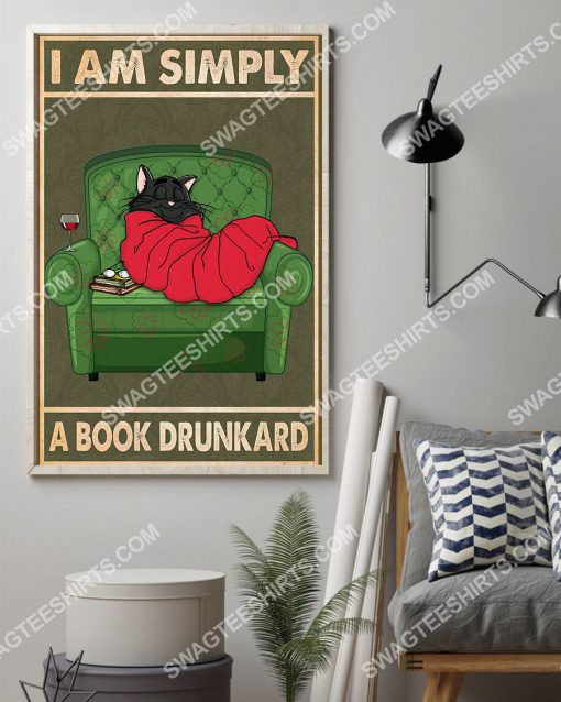 cat i am simply a book drunkard vintage poster 2(1)