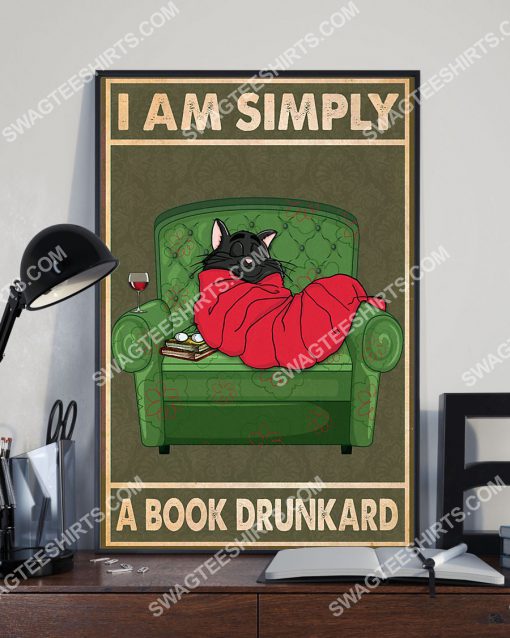cat i am simply a book drunkard vintage poster 3(1)
