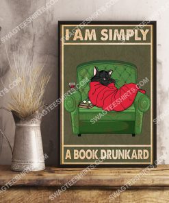 cat i am simply a book drunkard vintage poster 4(1)