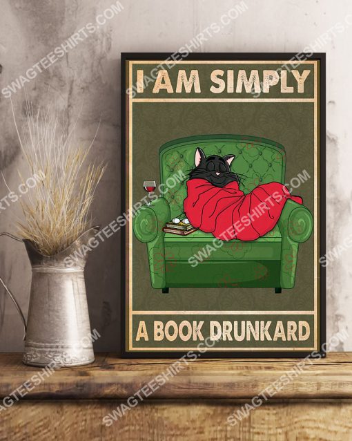 cat i am simply a book drunkard vintage poster 4(1)
