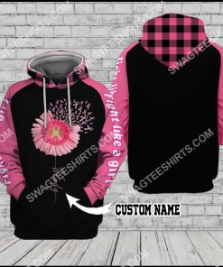 custom name breast cancer awareness daisy flower all over printed hoodie 1