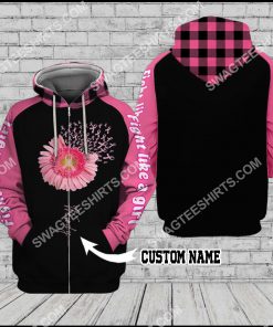 custom name breast cancer awareness daisy flower all over printed zip hoodie 1 - Copy