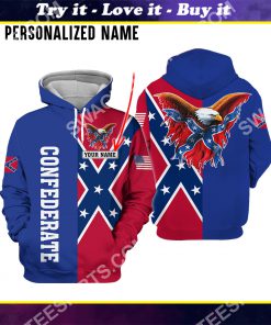 custom name confederate states of america flag all over printed shirt