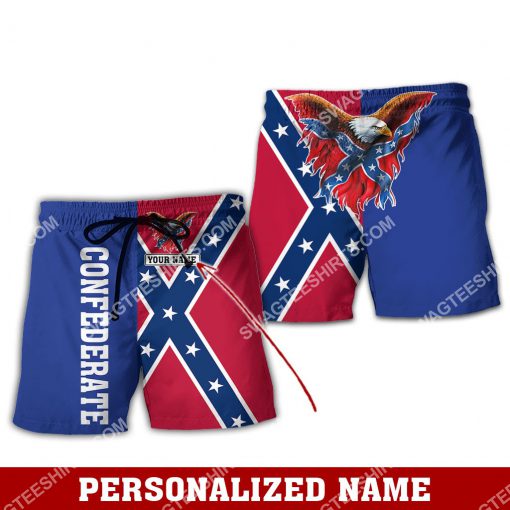 custom name confederate states of america flag all over printed shorts 1