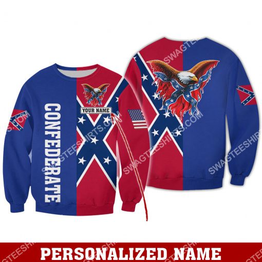 custom name confederate states of america flag all over printed sweatshirt 1