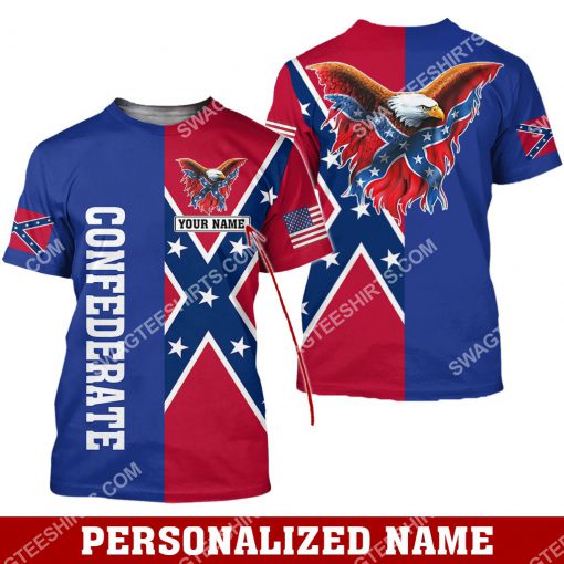custom name confederate states of america flag all over printed tshirt 1