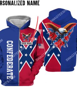 custom name confederate states of america flag all over printed zip hoodie 1