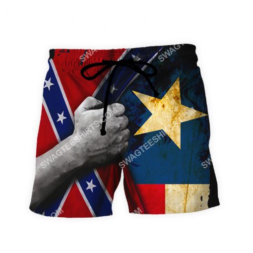 custom name confederate states of america texas flag all over printed shorts 1