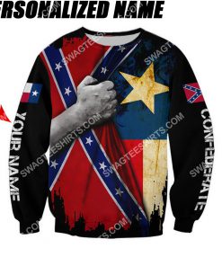 custom name confederate states of america texas flag all over printed sweatshirt 1
