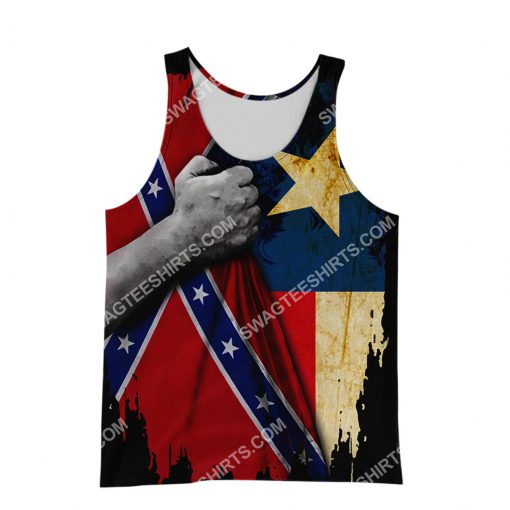 custom name confederate states of america texas flag all over printed tank top 1