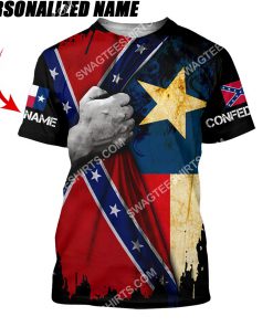 custom name confederate states of america texas flag all over printed tshirt 1