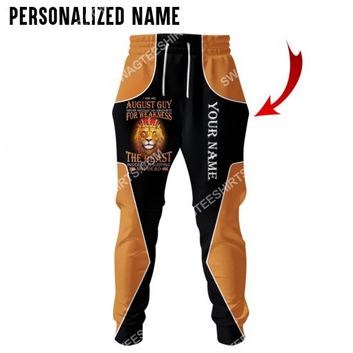 custom name lion i am an august guy never mistake my kindness for weakness all over printed long-pant 1