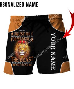 custom name lion i am an august guy never mistake my kindness for weakness all over printed shorts 1