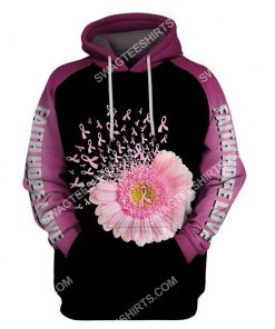 daisy flower breast cancer awareness all over printed hoodie 1