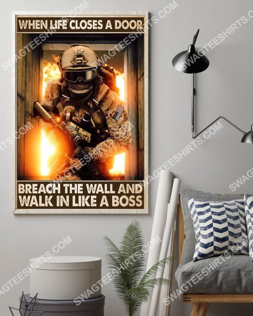 firefighter when life closes a door breach the wall and walk in like a boss poster 2(1)