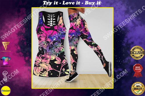 floral skull all over printed tank top and legging