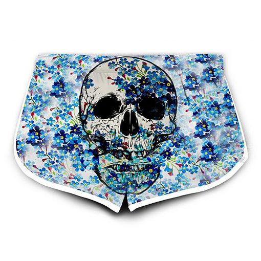 floral skull all over printed women's board shorts 2(2)