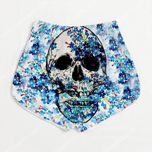floral skull all over printed women's board shorts 3(1)