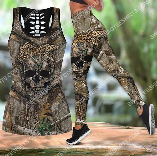 hunting girl skull all over printed tank top and legging 2(1)