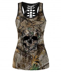 hunting girl skull all over printed tank top(1)