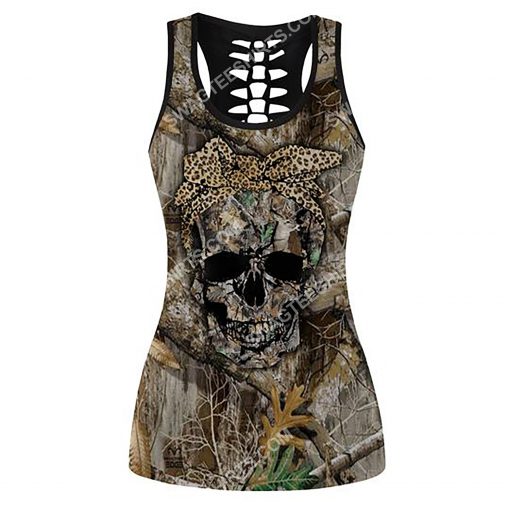 hunting girl skull all over printed tank top(1)