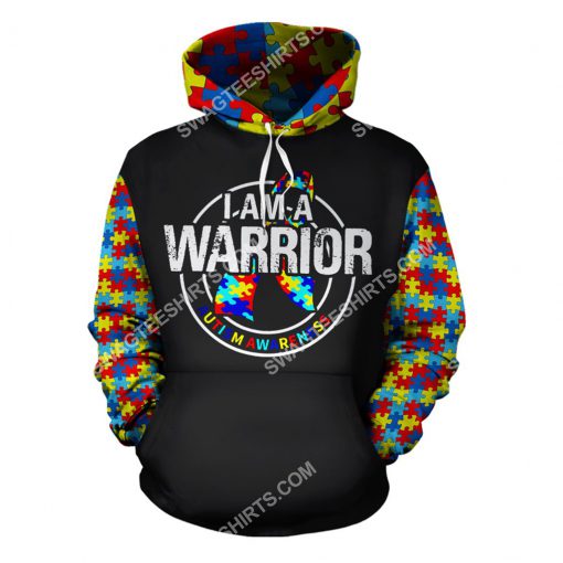 i am a warrior autism awareness all over printed hoodie 1