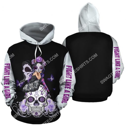 lung cancer sugar skull fairy figurine all over printed hoodie 2