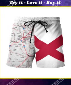 map of alabama all over printed beach shorts