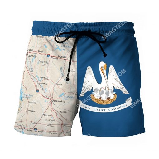 map of louisiana all over printed beach shorts 2(1)