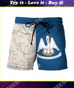 map of louisiana all over printed beach shorts