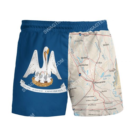 map of louisiana all over printed beach shorts 3(1)