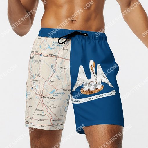 map of louisiana all over printed beach shorts 4(1)
