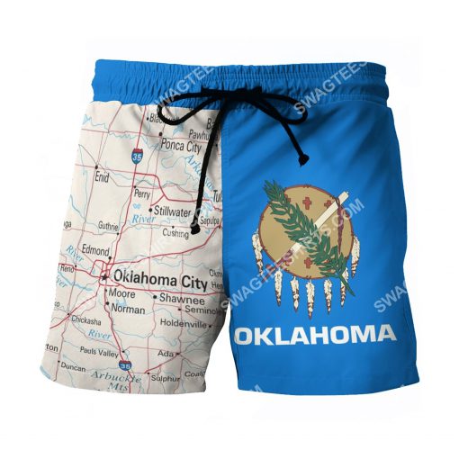 map of oklahoma all over printed beach shorts 2(1)