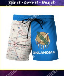 map of oklahoma all over printed beach shorts